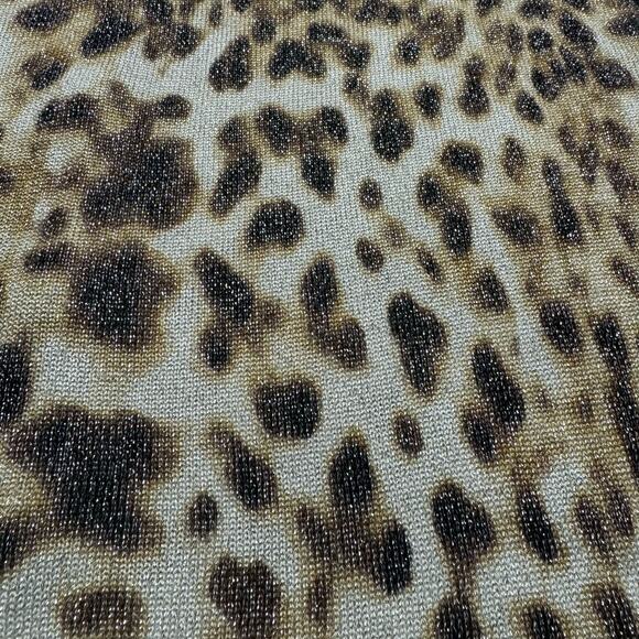 Joseph A Boho Metallic Animal Print Cardigan Women No Size Tag Ivory Brown Black - Picture 4 of 6
